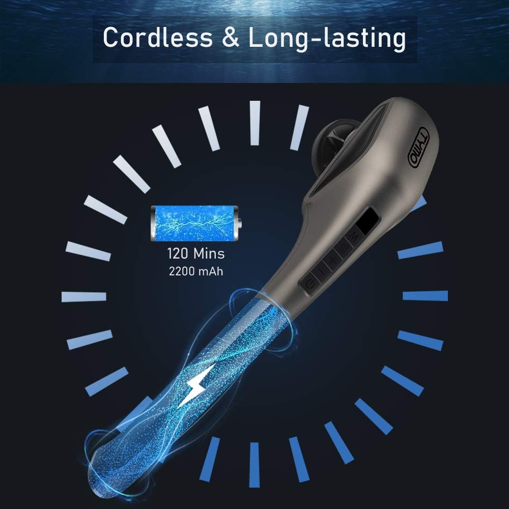 TYMO Black Whale Heat Therapy Massager – Dual Motor Handheld Massager, up to 4000 RPM with 5 Hyper Skin Friendly Silicone Heads, Cordless and Lightweight for Percussion, Kneading and Tapping: Health & Personal Care