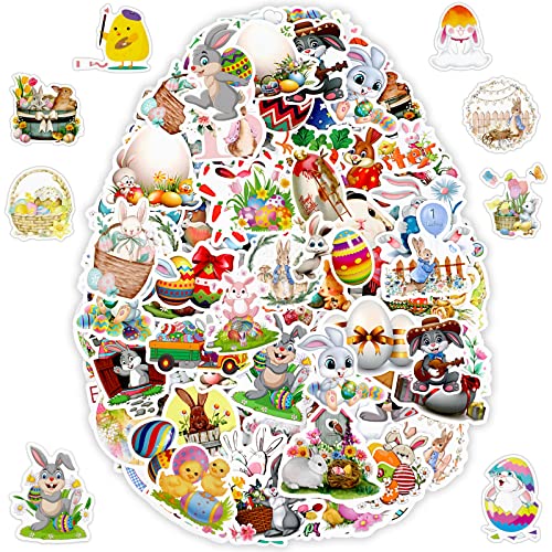 JULBEAR Easter Stickers, 200Pcs Non-Repeating Vinyl Holiday Party Stickers for Water Bottles, Cards, Scrapbooking Crafts Decorations, Party Favors, Gifts for Kids Teens Adults