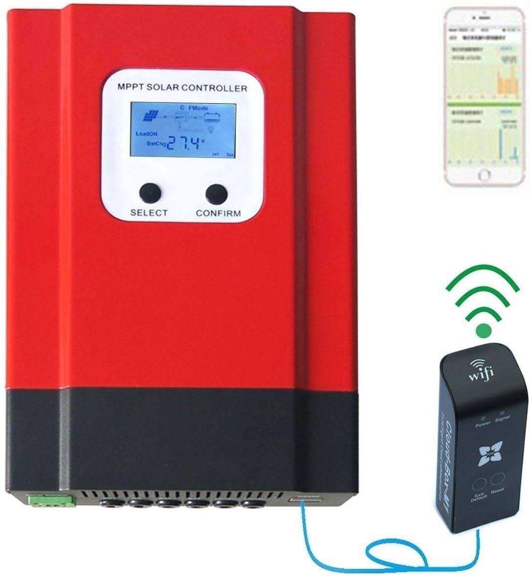 60A MPPT Solar Regulator Charger Controller Mobile Monitoring Solar Panel Charging 24V36V48V (Regulator + WiFi Device)