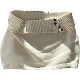 RoseSeek Women's Ribbed Knit Mini Bodycon Skirts Drop Waist Button Front Skinny Y2K Skirt