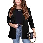 Meikulo Girls Blazers Kids Lapel Long Sleeve Open Front Solid Blazer Jacket with Pockets