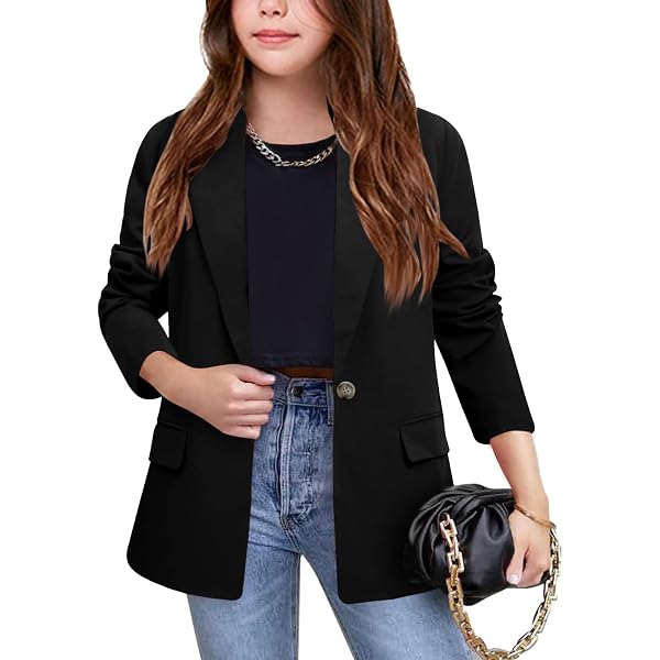 Chaqueta De Traje Formal Para Niña – Cuello Tipo Chal, Manga Larga, Bolsillo Interior. Ideal Para Bodas Y Eventos