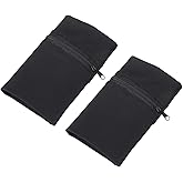 PATIKIL 6"x 4" Wrist Pouch, 2 Pcs Wrist Wallet Sports Wristband Wallet with Zipper Pocket for Running Jogging Hiking Cycling Yoga, Black