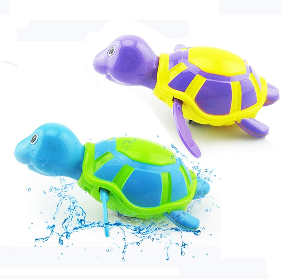 2 Pack Baby Bath Toys Clockwork Turtle for Toddlers Boys Girls, Wind up Water Toys Swimming Turtle Summer Pool Bathroom Float Toy Kids Child Plastic Bathtub Baby Shower Set for Bath Fun Time