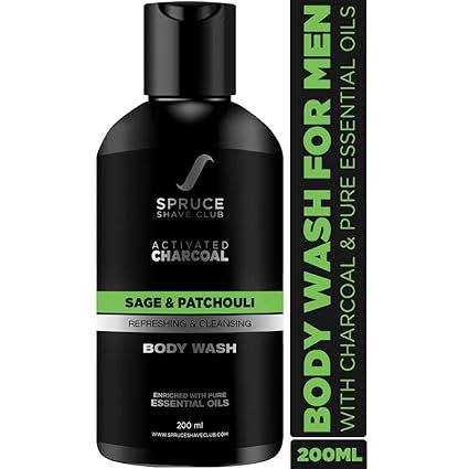 Spruce Shave Club Charcoal Body Wash For Men (200ml) For a Deep Body Cleanse - With Natural Essential Oils