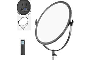 Neewer LED Bi-Color Studio Round Lighting, Ultra Thin Studio Edge Flapjack Light, 18''/45.5cm 70W Dimmable Portrait Light with AC Adapter/2.4G Wireless Remote (Battery/Light Stand Not Included)
