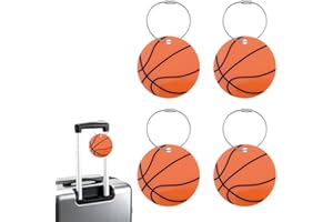 Basketball Luggage Tags for Suitcases Backpack Charm Keychains Acrylic DIY Name Tag for Bags Baggage Tag for Air Travel 4 PCS