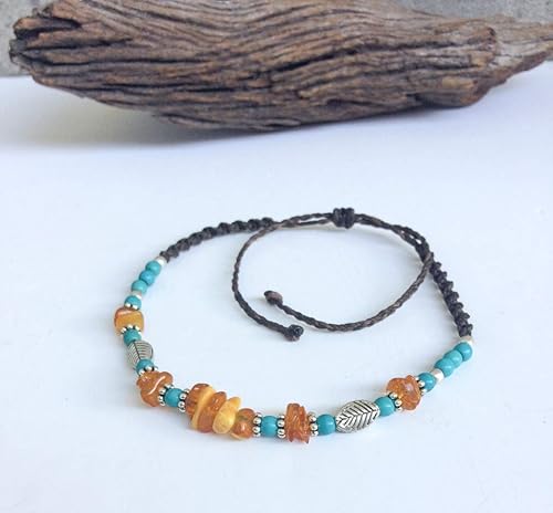 amber beads anklet