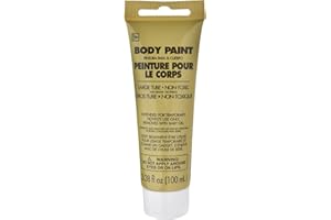 AMSCAN Vibrant Gold Body Paint - 3.4 oz (Pack of 1) - Safe, Non-Toxic & Water-Based Formula for Ultimate Party Fun, Festivals & More