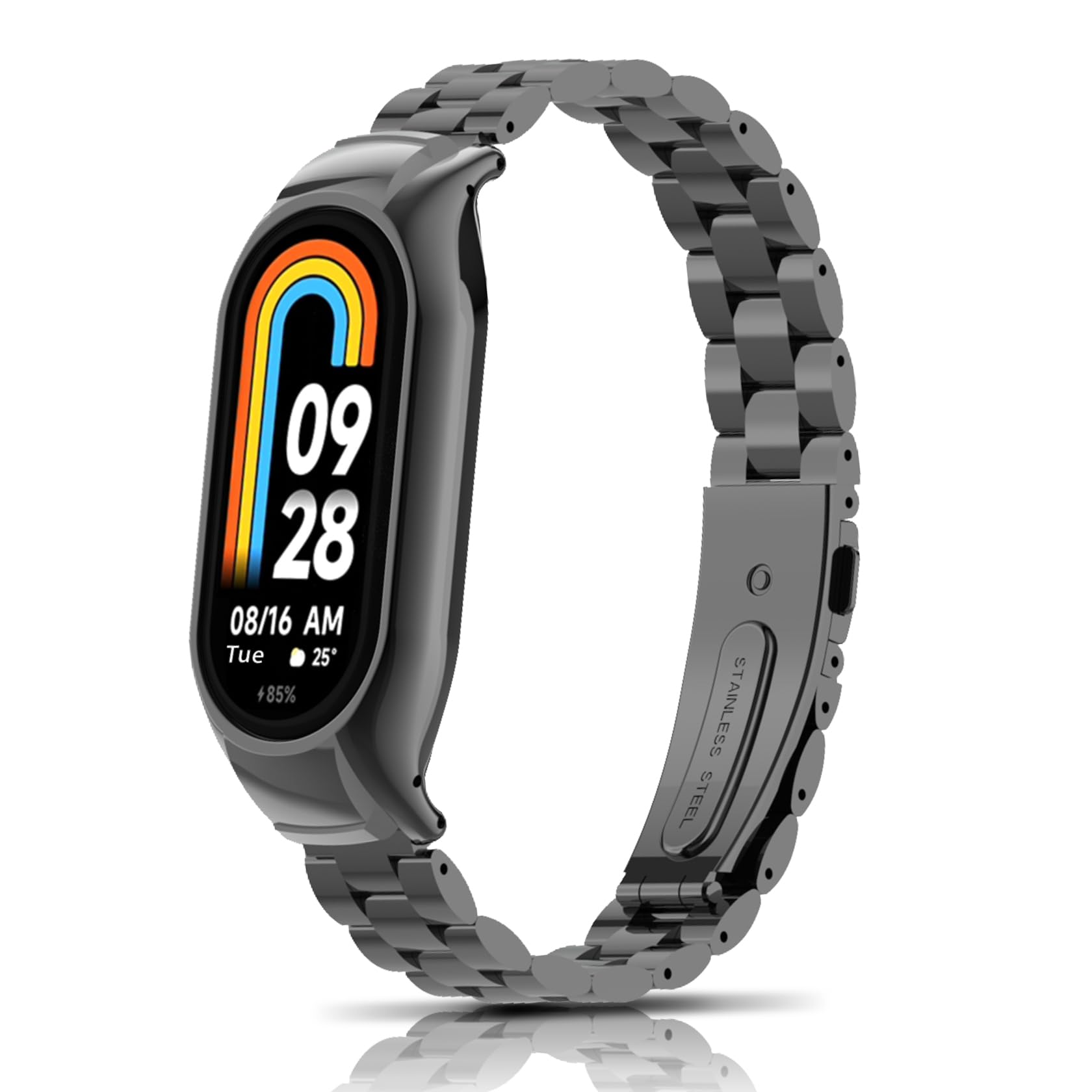 ToVioc Watch Strap Compatible with Xiaomi Mi Band 7, Elegant Classic Stainless Steel Metal Replacement Strap for Xiaomi Smart Band 7 - Black