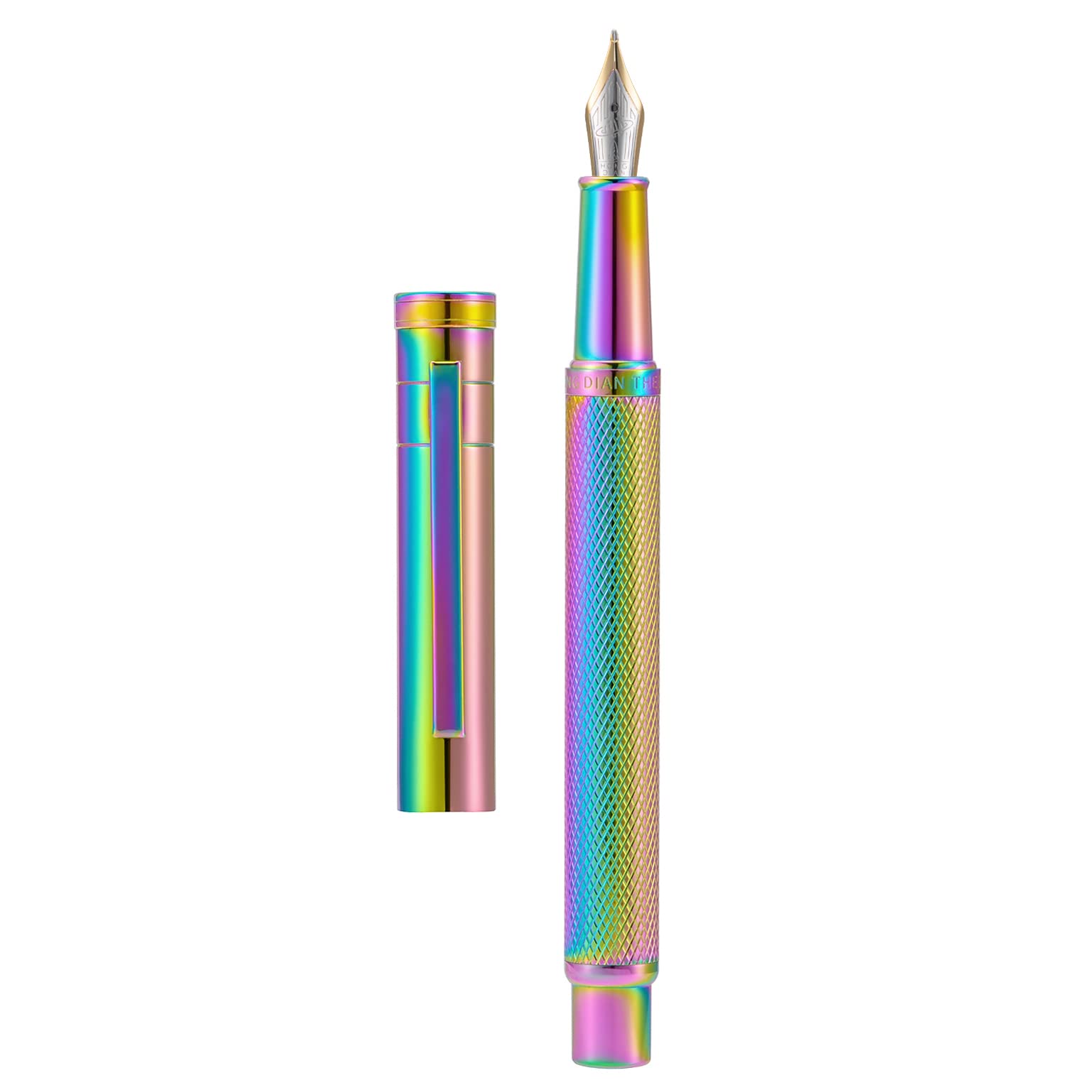 Hongdian Rainbow Forest Fountain Pen, Iridium Long Blade Nib, Classic Design with Converter and Metal Box Set