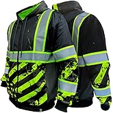 SafetyShirtz Men's SS360 ANSI Type-O and Enhanced Visibility Stealth Graphic Hoods and Zip Ups