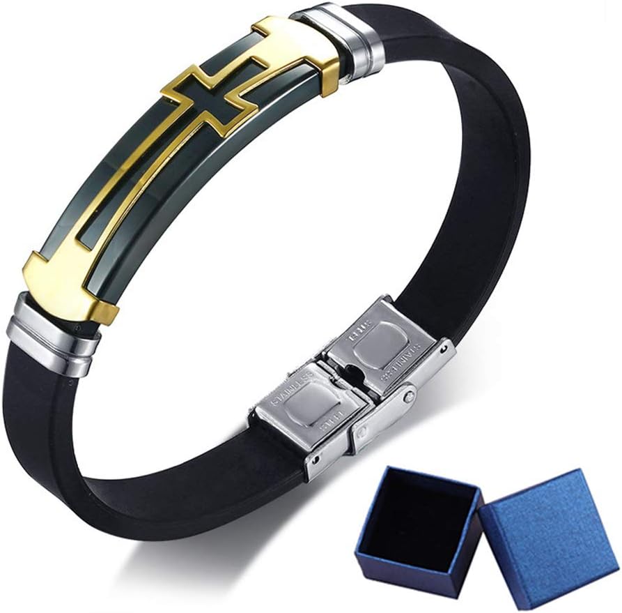 Stainless Steel Silicone Cross Bracelets Christian Rubber Sport