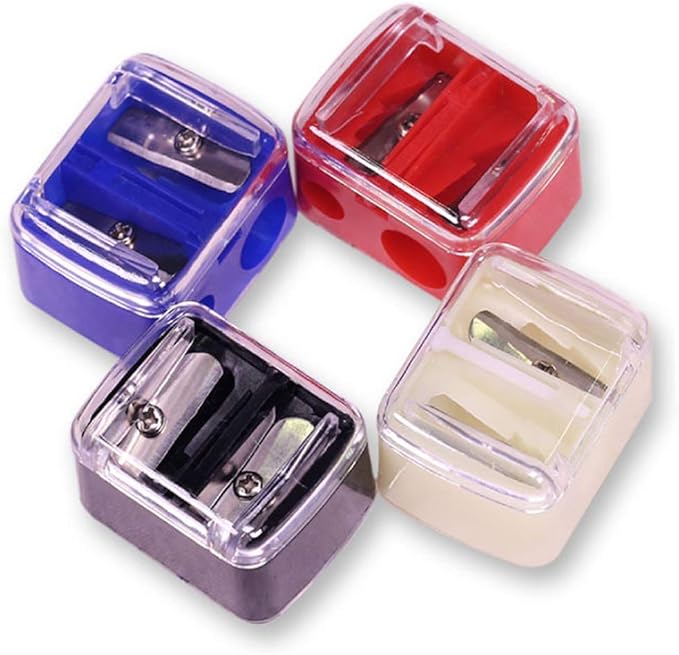 Ancoo 4 Pieces Pencil Sharpener for Eyebrow Eyeliner 2 Holes Dual