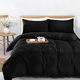 MOONLIGHT20015 Double Duvet Cover Set Black Solid Soft Duvet Cover 2 Pillowcases view 4