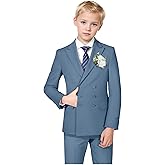 Boys Suit Double Breasted 6 Piece Tuxedo Suits for Kids Toddler Blazer Vest Dress Pants Wedding Outfit Set Shirt Tie