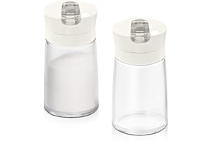 Sekonow 2Pcs Glass Sugar Dispenser with Auto Flip Pour Spout, Weighted Pourer Sugar Container, 8.5oz Sugar Bowl Shaker Jar Sa