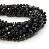 Perlin Czech Bohemian Crystal Glass Beads Faceted Rondelle 6mm 85 Pieces Round Loose Spacer 1 Strand Beads for DIY Jewelry Earrings Necklace Bracelet Key Chains Making (Black)