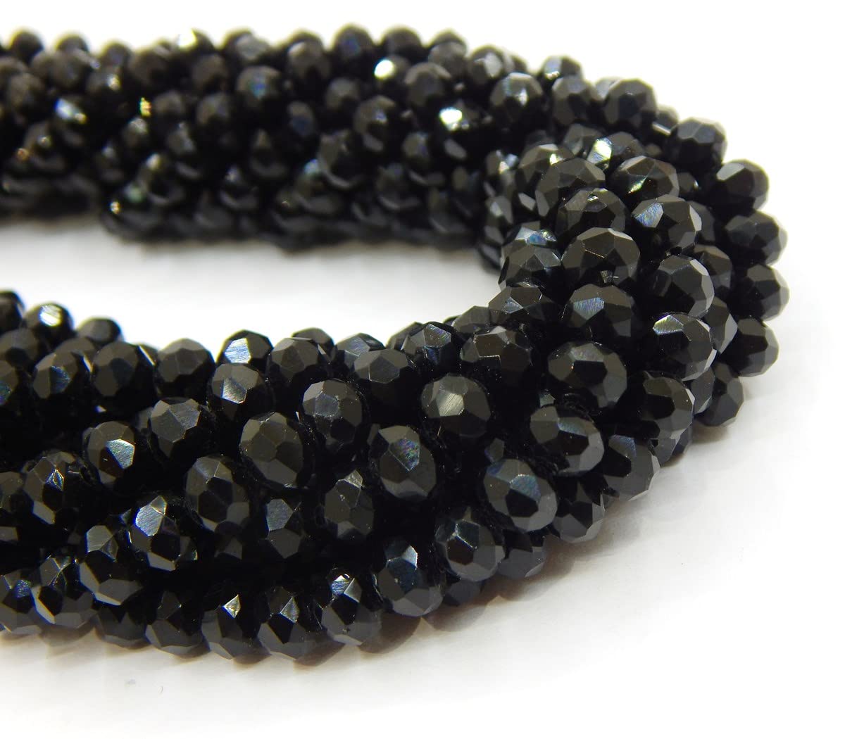 Czech Bohemian Crystal Pearls 4 mm Czech Pearls CZ Glass Cut Beads Faceted Rondelle Beads 1 Strand (Black) Pack of 120