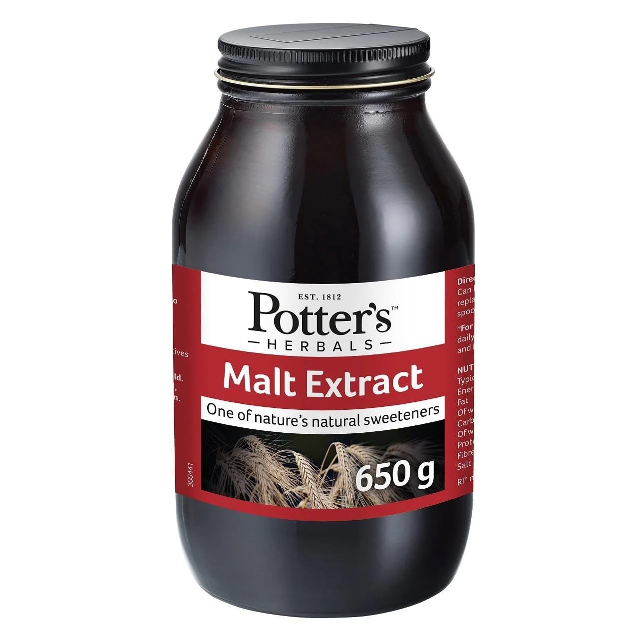 Potter's Malt Extract | 650 g Bottle | with pure Barley extract | Sweetener in the form of maltose | Can be consumed as part of a healthy balanced diet | Can replace refined sugars and in most recipes