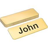 PATIKIL 3"x1" Stainless Steel Laser Engraved Mount Metal Name Plate, 10 Pack Self Adhesive Sign Personalized Custom Blank Plate for DIY Laser Printing, Notched Corner Gold