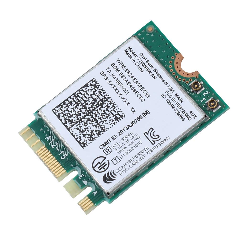 NGFF M.2 Wifi Card,ASHATA Dual Band For 7260NGW AN Wireless WIFI Card 2.4G/5G Bluetooth 4.0 Network Card