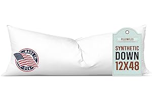 Pillowflex Synthetic Down Pillow Insert - 12x48 Down Alternative Pillow, Ultra Soft, Large Rectangle Body Sleeping Pillow, Lu
