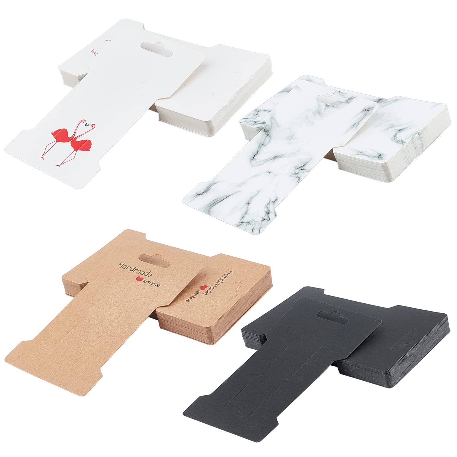 NBEADS 120 Pcs Hair Clip Display Cards, 4 Colors Rectangular Cardboard Kraft Paper Cards for Hair Barrettes Accessories Display and Organizing, 11.5x6.65cm