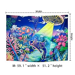 Amhokhui Blacklight Astronaut Tapestry UV Reactive