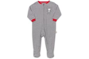 Snugabye Buffalo Plaid Bear Baby Footed Sleeper in Grey