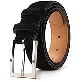 Ximraood Men's Genuine Leather Suede Belts Casual Dress Belt 1 3/8" Wide