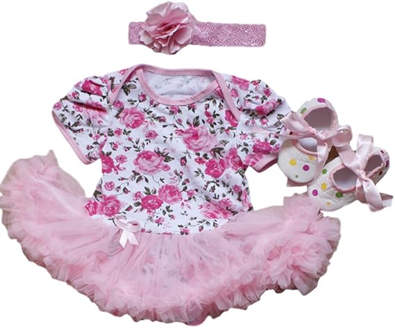 Amazon Co Jp ベビー 女の子 ワンピース風 ロンパース 半袖 3m 6m 12m 50 60 70 80 おそろいの ヘアバンド ブーティ 付き 服 ファッション小物