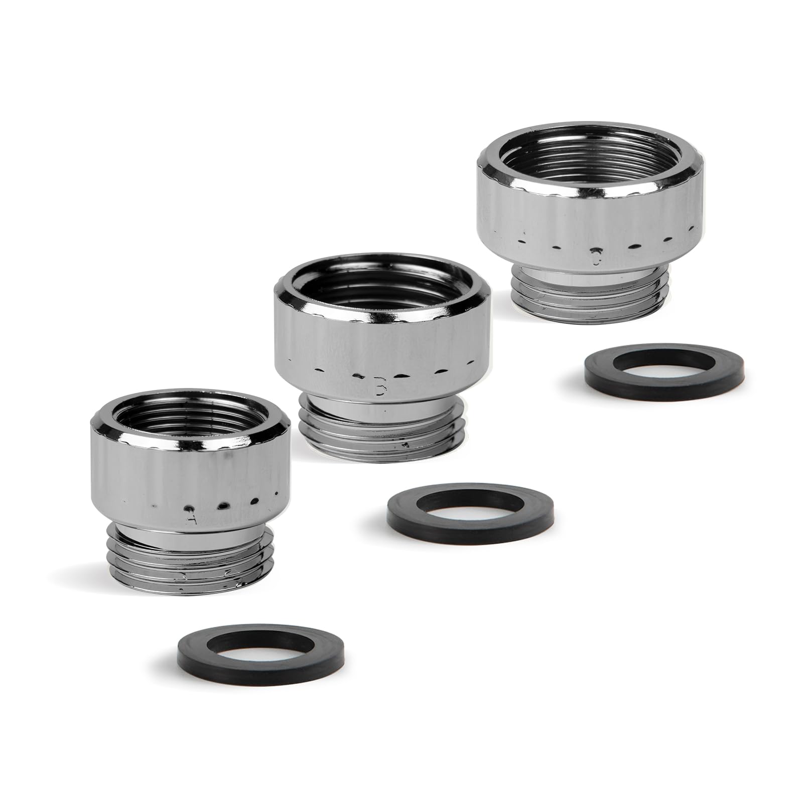 OFFO シャワーホース アダプター 水栓側用アダプター 3個セット シャワーホースと混合栓を接続するアダプター TOTO/KVK混合栓にOFFOやSANEIなどのシャワーホースを接続 ホース側ネジサイズG1/2 取付簡単 クロムメッキ の商品画像