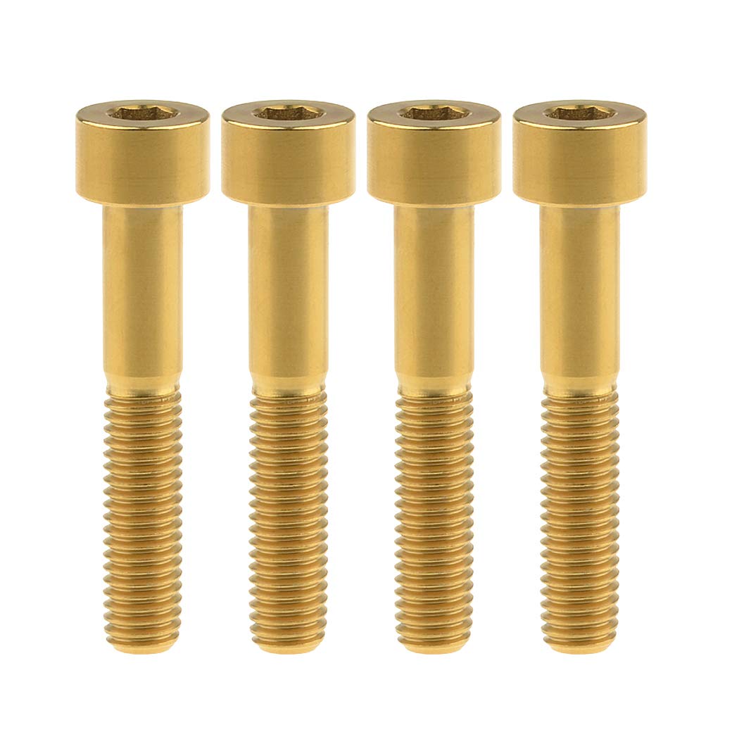 Wanyifa Titanium Ti M8 x15 20 25 30 35 40 45 50 60m 1.25mm Pitch Hex Allen Socket Head Bolt Screws Pack of 4 (Square Head M8x45mm, Gold)
