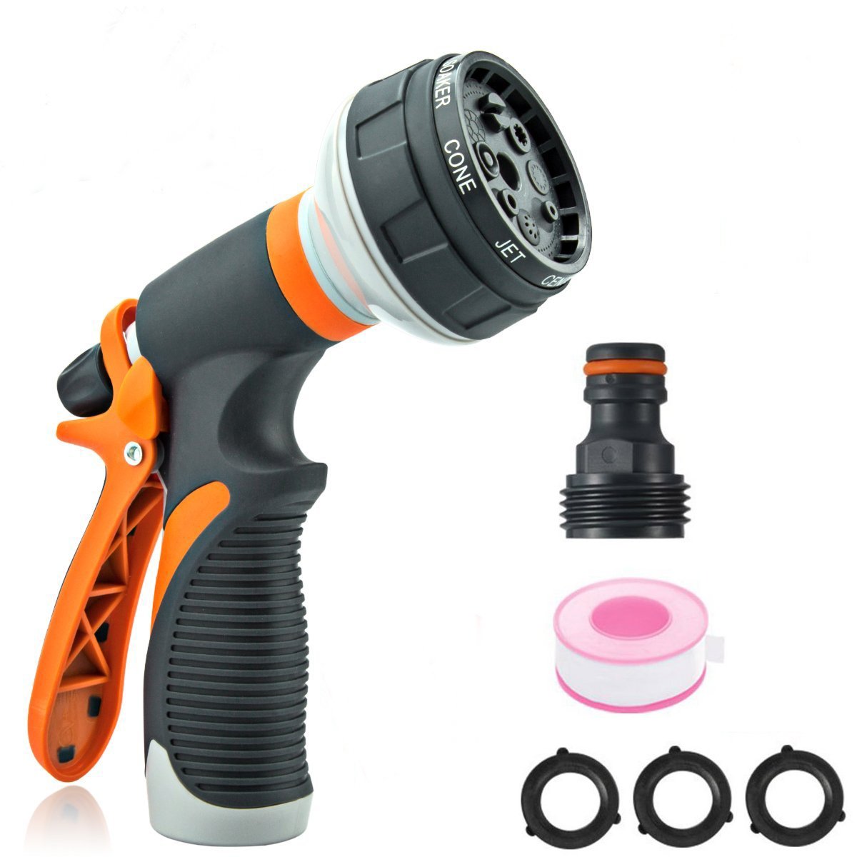 Garden Hose Nozzle Water Nozzle,VIEE Sprayer with Heavy Duty 8 Adjustable Watering Patterns, Slip and Shock Resistant for Ideal Watering Plants, Cleaning, Car Wash and Pets Shower