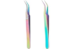 UNICRAFTALE 2pcs Stainless Steel Curved Pointed Craft Tweezer Rainbow Sticker Picking Tool Tweezer for DIY Craft Precision Tweezers Jewelry Making Electronics and Laboratory Works 12.1x0.95cm