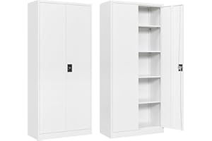 Anxxsu Metal Storage Cabinet with 2 Doors and 4 Adjustable Shelves, 71" Steel Garage Storage Cabinet, Locking Tool Cabinets for Office, Home,School,Kitchen,Garage Tool Utility Cabinet