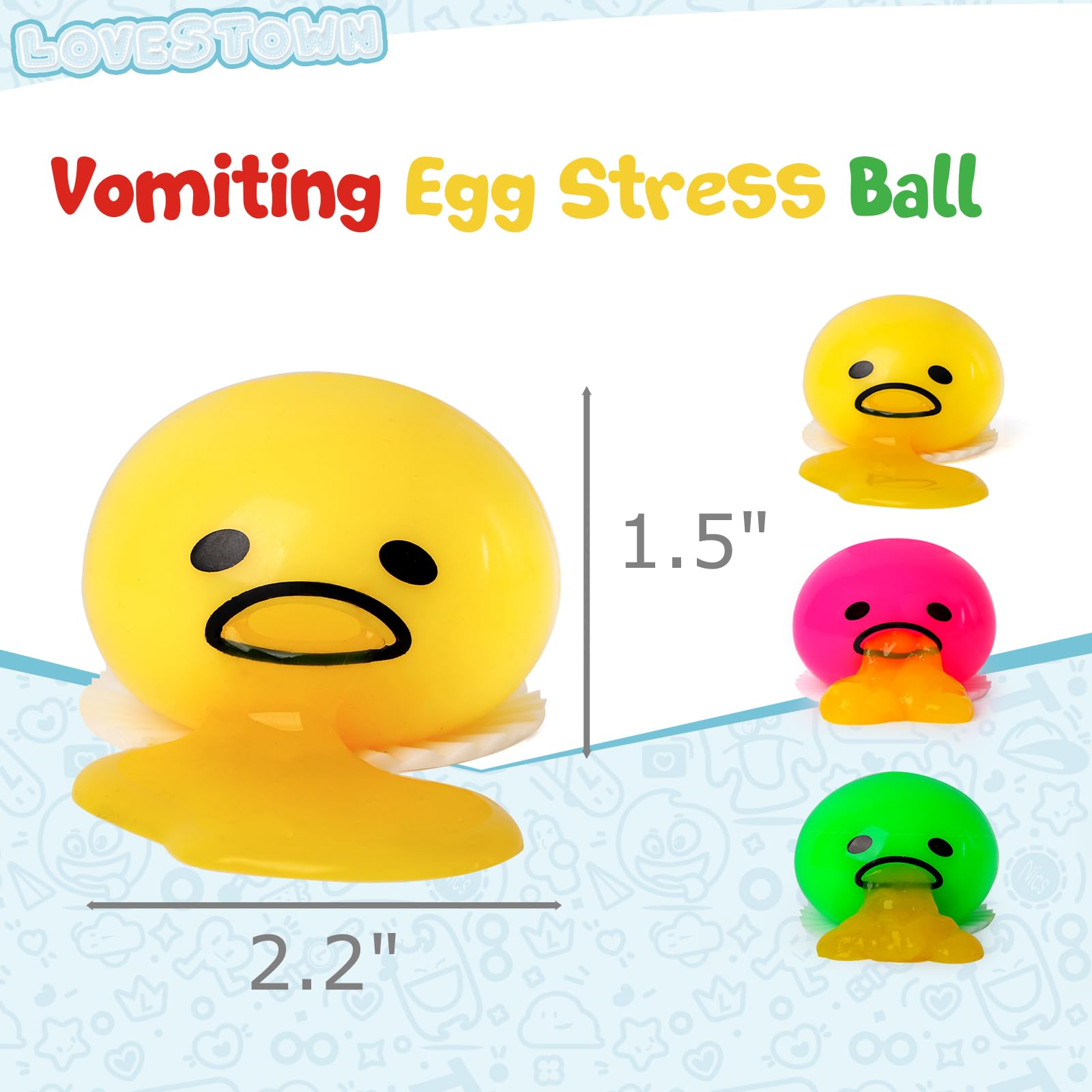 LovesTown Vomiting Sucking Egg Yolk, Puking Egg Novelty Fidget Toy Stress Squeeze Slime Sensory Toy for Kids Birthday Party Prank Toys