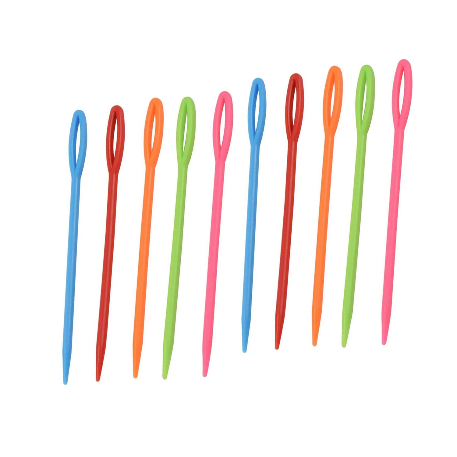 Bessy shop Plastic Sewing Needles,100 Pcs Big Eye Sewing Needles for Children,Multicolor Sewing Safety Plastic Needles for Kids 7cm Hand Sewing Needles for Wool Needlework Sewing Craft and Kids DIY.