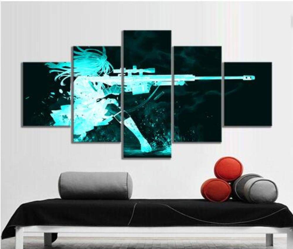 WOAIC Posters & Prints 5 Pieces Hd Anime Barrett M82 Pictures Poster Animation Art Canvas Paintings 