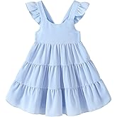 YOUNGER TREE Toddler Baby Girls Dress Summer Ruffle Sleeve Halter Casual Kids Beach Sundress