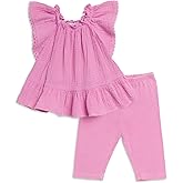 Splendid baby-girls Sun Gauze Ruffle Shoulder Sleeveless Tee Shirt and Pant 2-piece Set