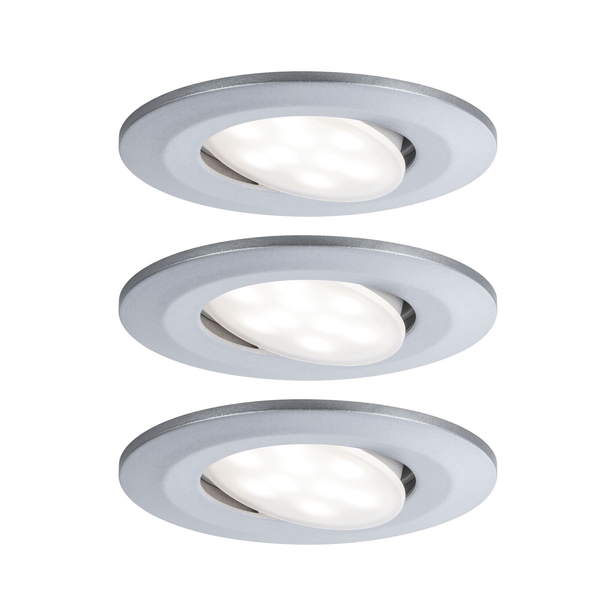 Paulmann Calla LED Recessed Luminaire Set Round 3x6.5W IP65 Matt Chrome Silver 4000K Cool White 30000 Lumen 9cm 488g Outdoor Bathroom Dining Room Hallway Study Children's Bedroom