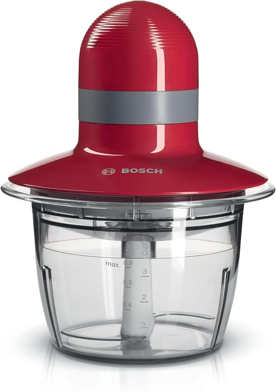 Universalzerkleinerer, elektrirsch, schnell, Klingen aus Edelstahl, 800 ml Behälter, Scheibe zum Sahne schlagen, rot, 400 W, MMR08R2