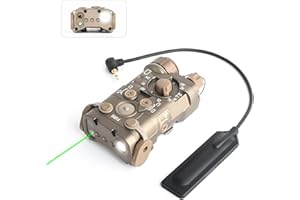 NOBUHIRO Upgrade Metal Airsoft PEQ Box Tactical Aiming Laser Sight, 10 Modes with Red/Green Laser+White Light+IR Laser for Strobe/Constant/Momentary Modes, Fit for AEG GBB CQB Picatinny Rail