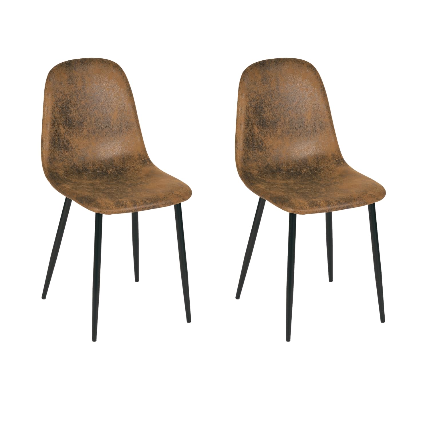 Homy Casa Set of 2 Suede Dining Chairs Soft Chairs Upholstered seat with Black Solid Metal Legs Kitchen Chairs for Living Room，Dressing Lounge,(Brown,2)