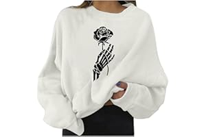 PGOJUNI Crewneck Sweatshirts for Teen Girls, Womens Sweatshirt Loose Waffle Daisy Graphic Casual Long Sleeve Basic Blouse