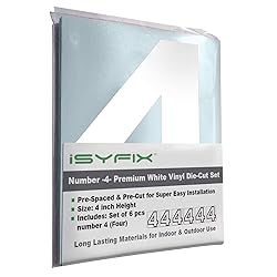 iSYFIX White Vinyl Number 4 (Four) Stickers - 6