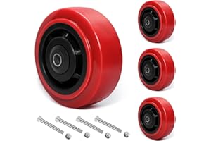 ZDNEY 5 Inch Polyurethane Caster Wheels- Polyurethane on Polyolefin Core Wheel with Double Roller Bearing, Casters Set of 4 Heavy Duty with 4000 lbs Capacity, Use for Handling, Industrial Trolleys