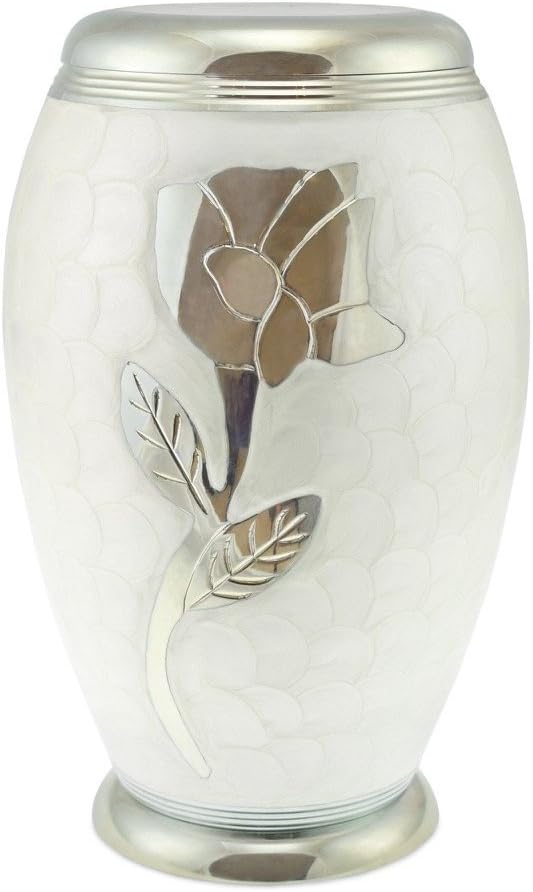 Cherished Urns Rose White Patterned Adult Cremation Urn for Ashes